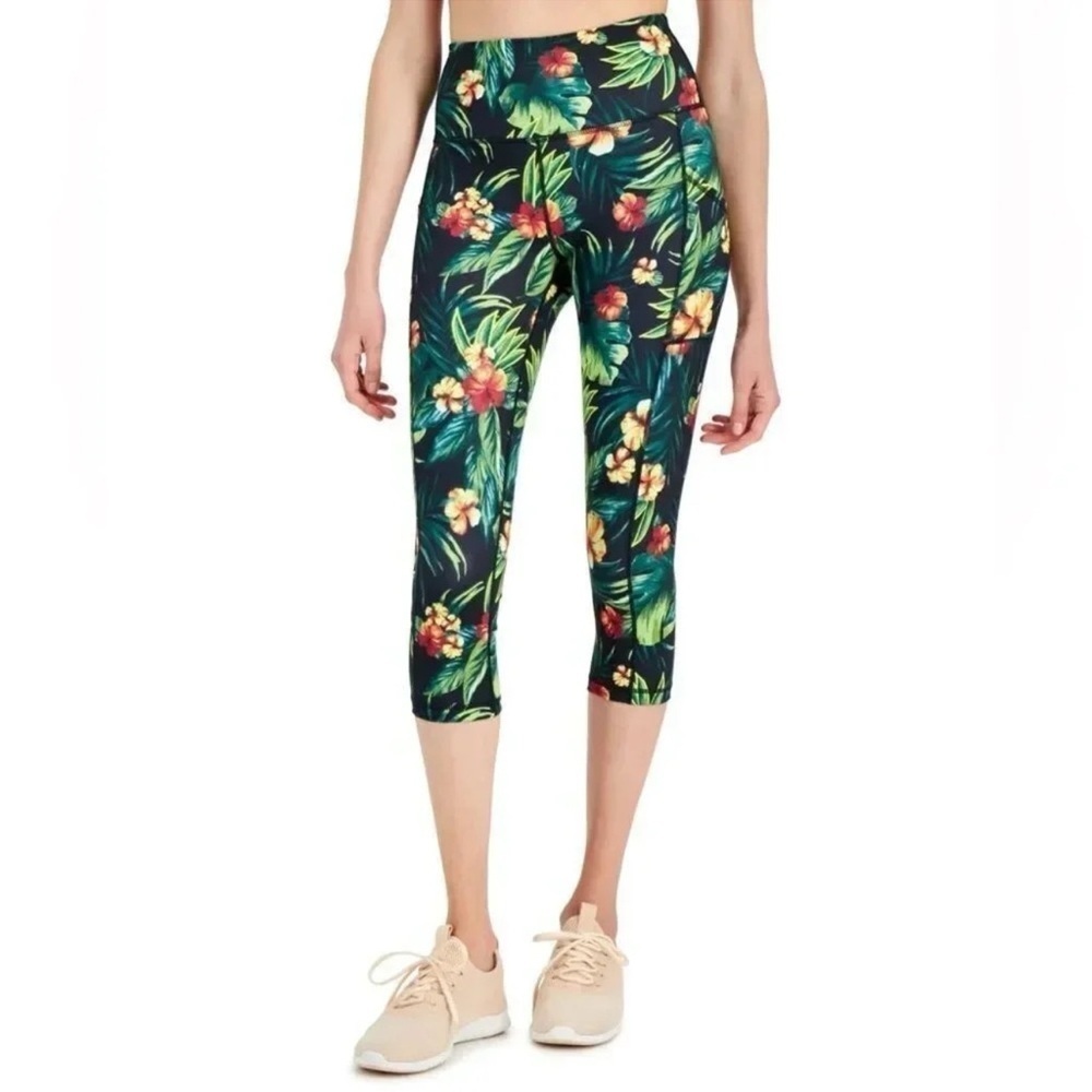 Tropical Side-Pocket Cropped Leggings BRAND NEW WITH TAGS